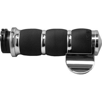 AVON AIR CUSHIONED GRIPS W/CABLE THROTTLE BOSS CHROME AIR-90-BOSS