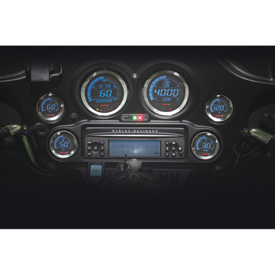 KOSO DIGITAL GAUGE CLUSTER SILVER BEZEL 04-13 FLHT AND FLTR BA050901
