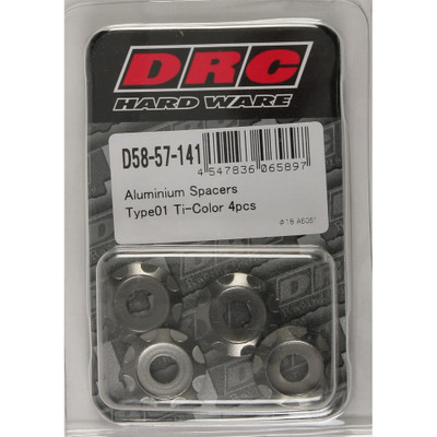 DRC ALUMINUM SPACERS TYPE 1 TITANIUM M6X12MM 4/PK D58-57-141