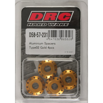 DRC ALUMINUM SPACERS TYPE 2 GOLD M6X12MM 4/PK D58-57-231