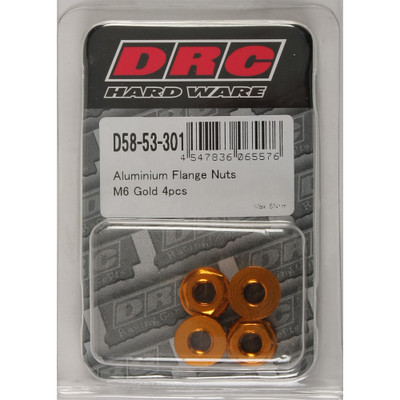 DRC ALUMINUM FLANGE NUTS GOLD M6X12MM 4/PK D58-53-301