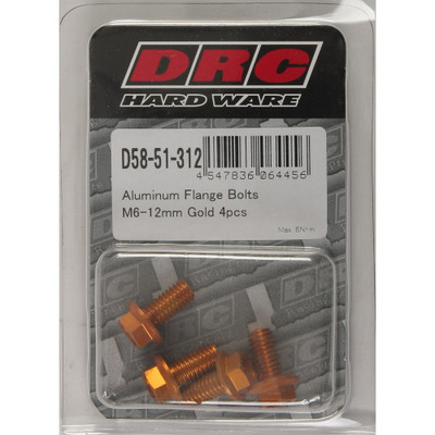DRC ALUMINUM FLANGE BOLTS GOLD M6X12MM 4/PK D58-51-312