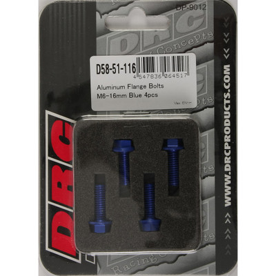 DRC ALUMINUM FLANGE BOLTS BLUE M6X16MM 4/PK D58-51-116