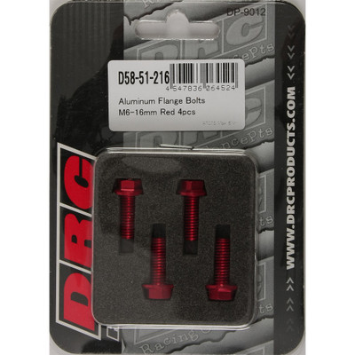 DRC ALUMINUM FLANGE BOLTS RED M6X16MM 4/PK D58-51-216
