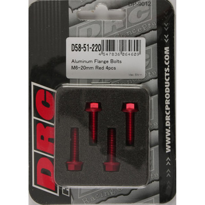 DRC ALUMINUM FLANGE BOLTS RED M6X20MM 4/PK D58-51-220