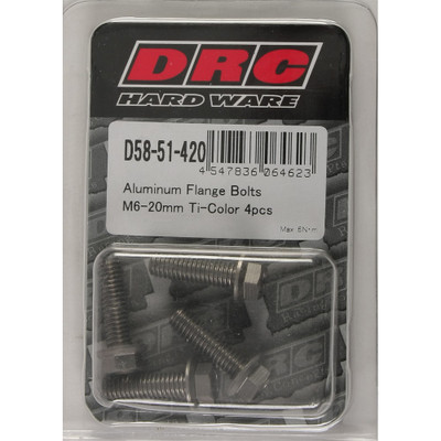 DRC ALUMINUM FLANGE BOLTS TITANIUM M6X20MM 4/PK D58-51-420