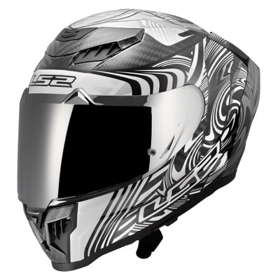 LS2 Dragon Carbon Enthum Full Face Helmet Gloss Silver