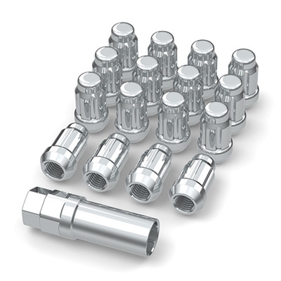 BULLITE LUG NUT SET CHROME WITH KEY & VALVE STEM 10X1.25 (16PCS)