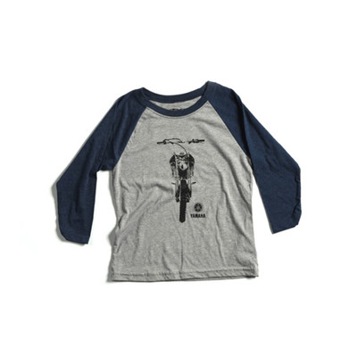 FACTORY EFFEX FX YAMAHA BIKE YOUTH BASEBALL SHIRT / NAVY-HEATHER GRAY (S)