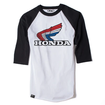 FACTORY EFFEX FX HONDA VINTAGE BASEBALL T-SHIRT / WHITE-BLACK (L)