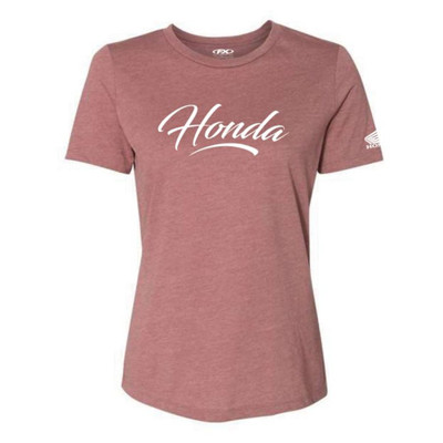FACTORY EFFEX HONDA SCRIPT WOMENS T- SHIRT / HTHR MAUVE L