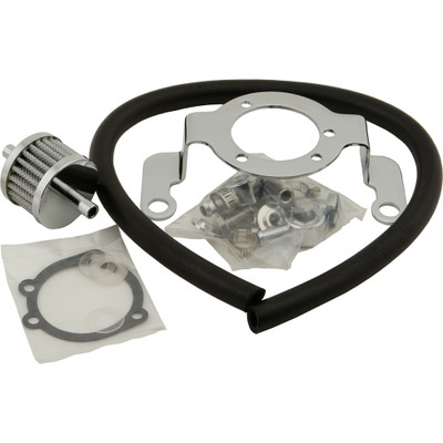 HARDDRIVE COMPLETE MNT KIT BREATHER HOSE CHROME BIGTWIN 93-17 NON-TBW 120040