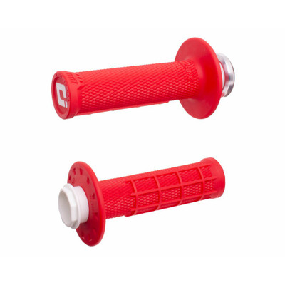 ODI MICRO-X LOCK-ON GRIPS HALF-WAFFLE RED/SILVER H36MXR