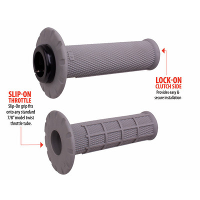 ODI UNIVERSAL LOCK-ON GRIPS HALF-WAFFLE GREY/BLACK (SOFT) H21UHWG