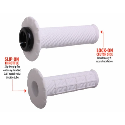 ODI UNIVERSAL LOCK-ON GRIPS PRO HALF-WAFFLE WHITE/BLACK (SOFT) H21UHWW