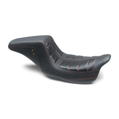 MUSTANG 08-21 HD Electra Glide,Rd Glide,Rd King,St Glide Squareback 1PC Seat - Black w/Red Stitching