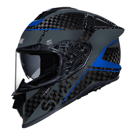 black titan sv edge motorcycle helmet SMK Titan V2 Carbon Nero Blue Helmet size Large