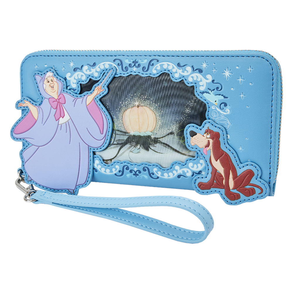 Loungefly Disney Cinderella Princess Lenticular Series Zip Around Wallet  with Wristlet