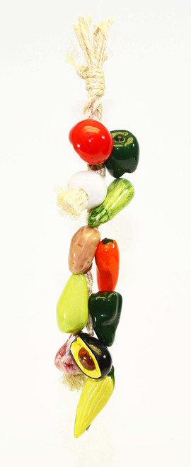 SM RISTRA/STRING OF CERAMIC VEGETABLES, W/ 11 VEGGIES-17H