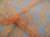 Discount Fabric Stretch Mesh Lace Light Orange Floral Sheer Metallic Sheen A602