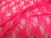 Discount Fabric Stretch Mesh Lace Hot Pink Floral Sheer Metallic Sheen B605