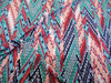 Discount Fabric Printed Spandex Stretch Abstract Chevron Coral Teal Navy A305