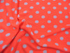 Printed Liverpool Textured 4 way Stretch Fabric Scuba Polka Dot Neon Coral White G502