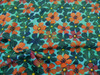 Bullet Printed Liverpool Textured Fabric 4 way Stretch Turquoise Orange Floral U34