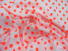 Printed Liverpool Textured 4 way Stretch Fabric Small Polka Dot Neon Orange White G301