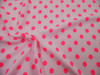 Printed Liverpool Textured 4 way Stretch Fabric Small Polka Dot Neon Pink White G302