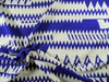 Bullet Printed Liverpool Textured Fabric 4way Stretch Royal Blue Ivory Aztec U27