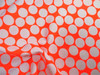 Bullet Printed Liverpool Textured Fabric Stretch Neon Coral Big White Polka Dot O11