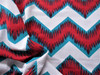 Bullet Printed Liverpool Textured Fabric 4way Stretch White Red Teal Chevron Q14