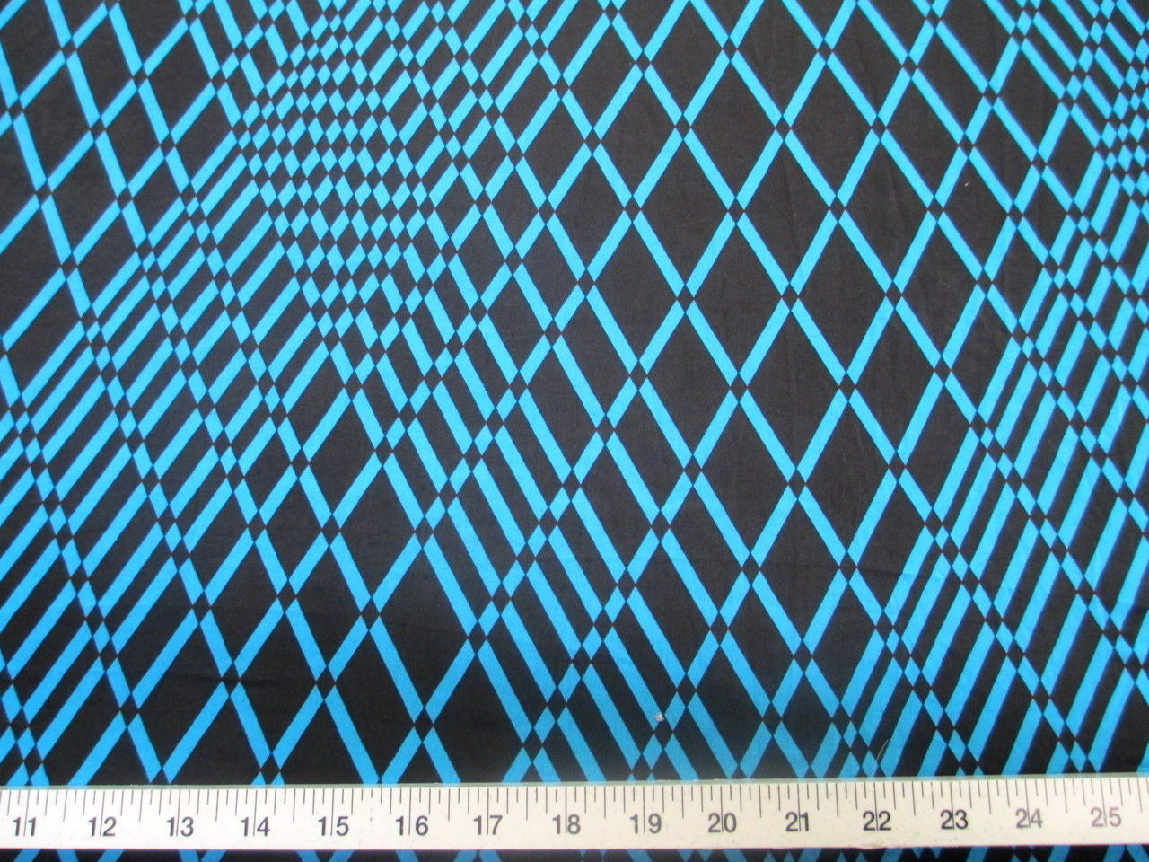 Discount Fabric Printed Lycra Spandex Stretch Turquoise Geometric Diamonds B200