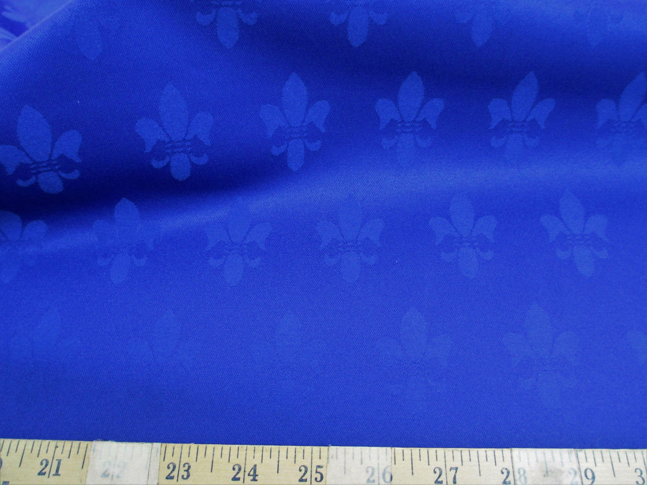 Discount Fabric Upholstery Drapery Twill Jacquard Fleur de Lis Royal Blue DR53