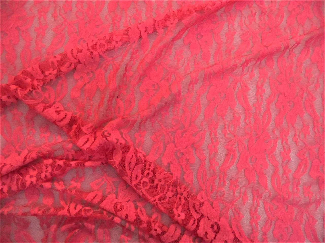 Discount Fabric Stretch Mesh Lace Pink Floral Sheer D105