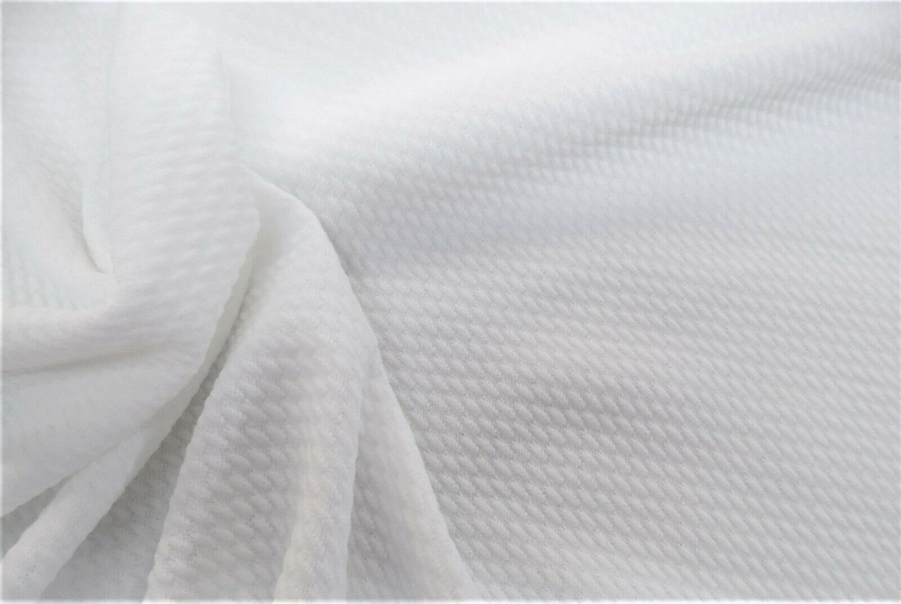 Bullet Textured Liverpool Fabric 4 way Stretch White S10