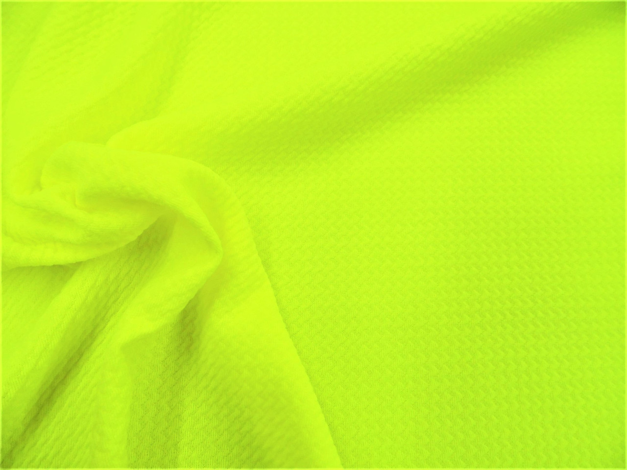 Bullet Textured Liverpool Fabric 4 way Stretch Neon Yellow T21 Bullet Textured Liverpool Fabric 4 way Stretch Neon Yellow T21