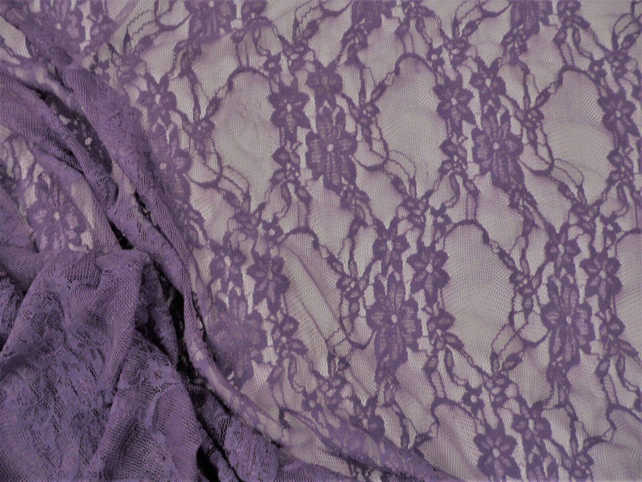 Stretch Lace Apparel Fabric Sheer Metallic Floral Lattice Heather Purple  XX25 