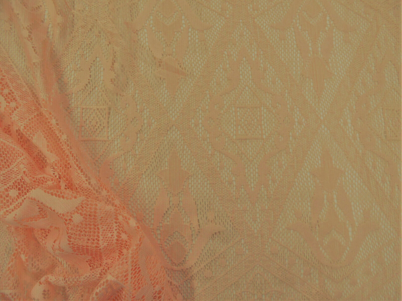 Stretch Lace Apparel Fabric Sheer Geometric Shrimp Orange RR205