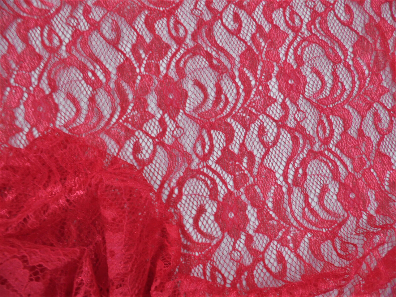 Stretch Lace Apparel Fabric Sheer Metallic Floral Red CC300