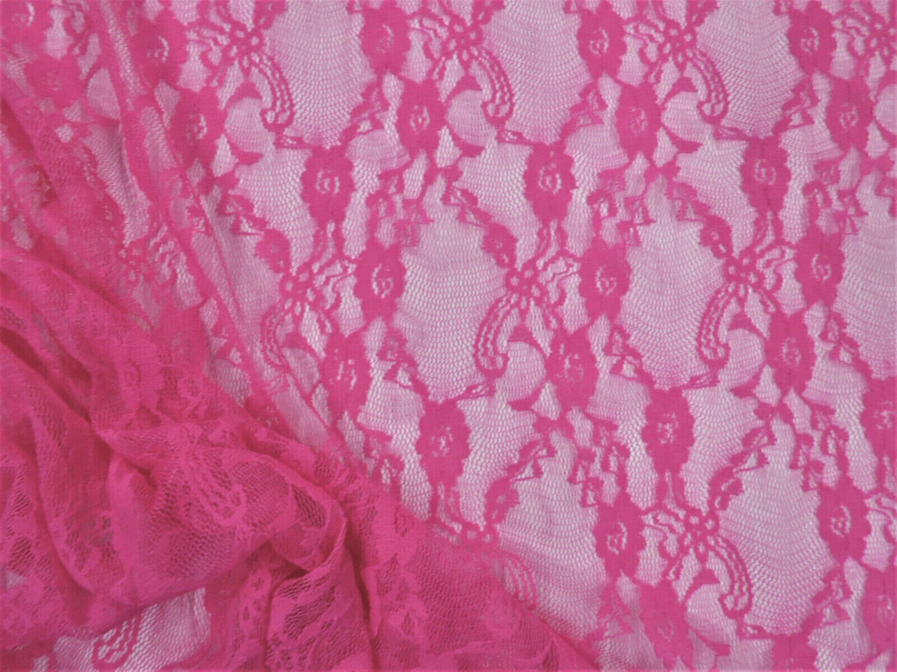 Stretch Lace Apparel Fabric Sheer Floral Lattice Pink CC200