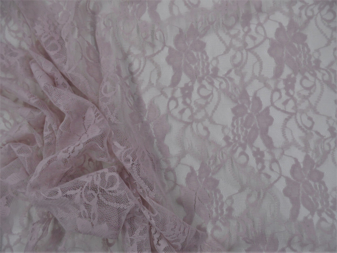 Stretch Lace Apparel Fabric Sheer Floral Dusty Lavender RR204