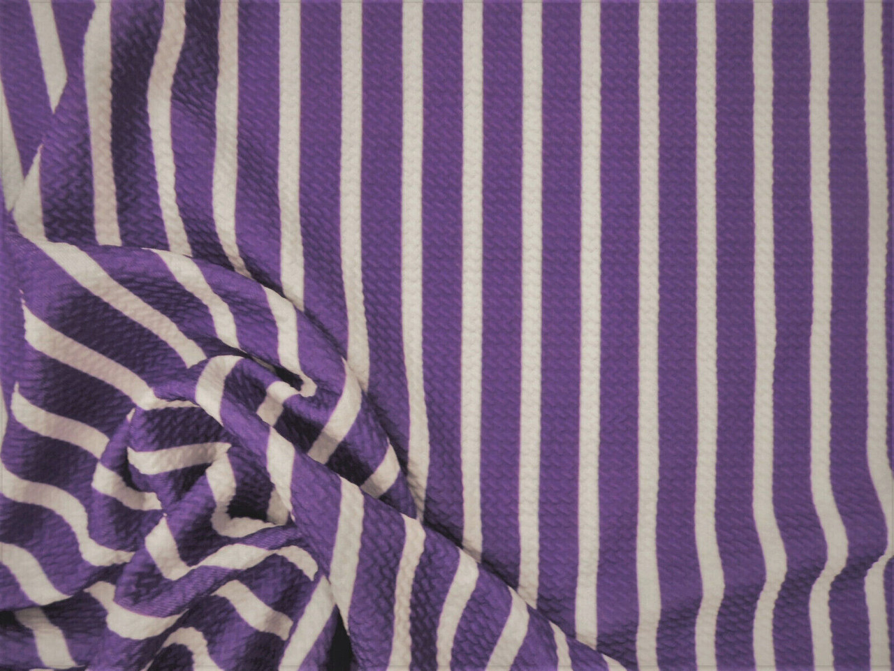 Bullet Printed Liverpool Textured Fabric 4 way Stretch Purple White Stripe W44