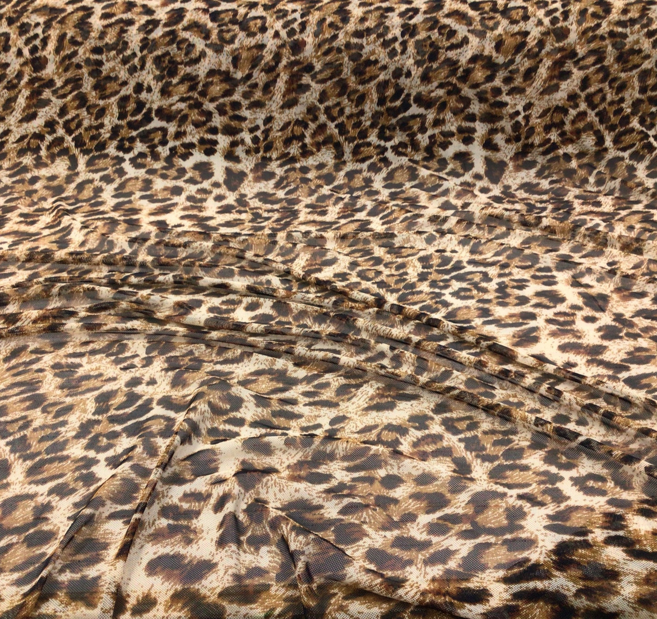 Power Net Stretch Mesh Nylon Spandex Sheer Printed Cheetah Golden Brown Z500