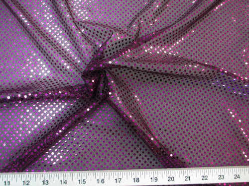 Fabric Stretch Glitter Mesh Sequin Dots Black and Purple Sheer Sparkle L49