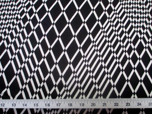 Discount Fabric Printed Jersey Knit ITY Stretch Black White Geometric Diamond B201