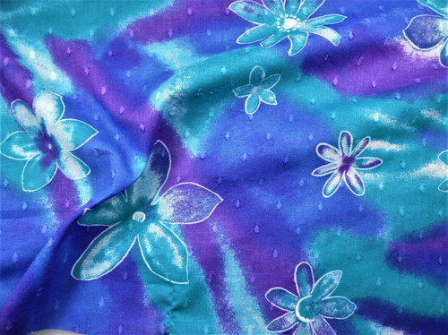Fabric Quilting Cotton Apparel Swiss Dot St Tropez Purple Teal Blue Floral T27