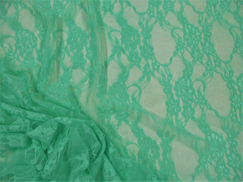 Stretch Lace Apparel Fabric Sheer Metallic Floral Lattice Mint Green XX23