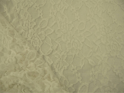 Embroidered Stretch Lace Apparel Fabric Sheer Ivory Floral TT203